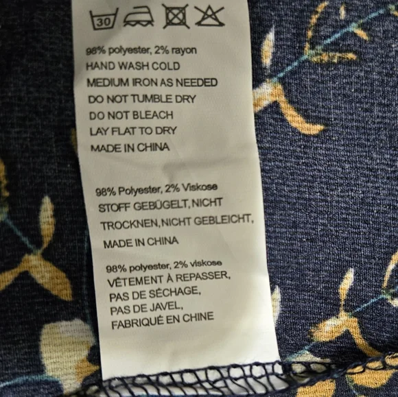 Navy Blue Kimono Duster Coverup with Floral Print Size Medium - Picture 10 of 10